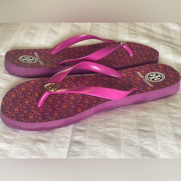 Tory Burch Monogram Geo Logo Flip Flop Thong Sandal Slip on - Picture 8 of 8